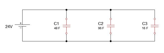 Exercício resolvido de capacitores em paralelo